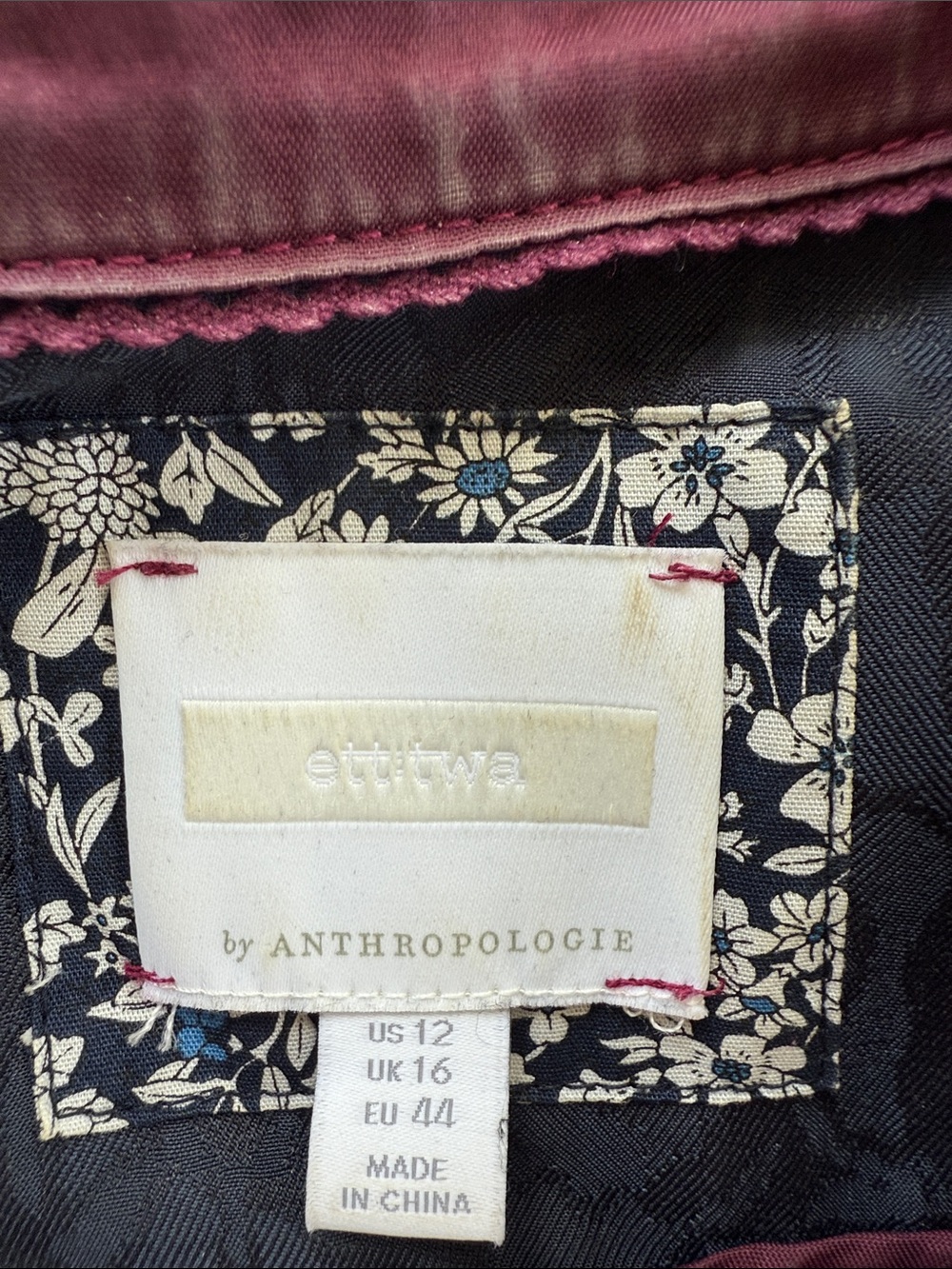 Ett:Twa James by Anthropologie Tie-Waist Button-Front Jumpsuit, Dark Navy Sz 12 - Picture 13 of 15